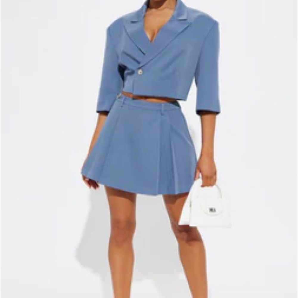 Fashion Nova Blue Skirt Set
